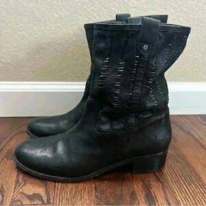 Delman Vero Cuoio Women D-Merci-G Ankle Bootie Boots Black Spain Leather Sz 7.5